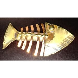 Artisan-Made Vintage Gold-Tone Fish Skeleton Brooch/Pendant